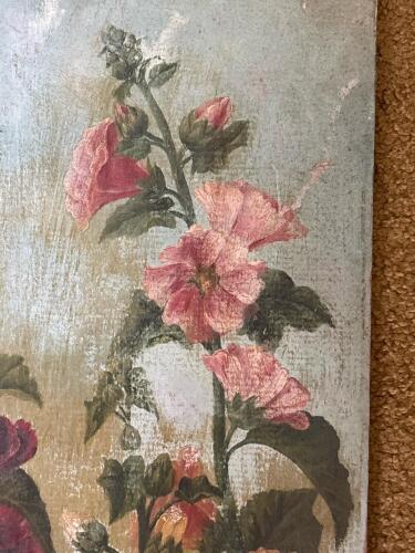 Floral Painting on Wood Panel