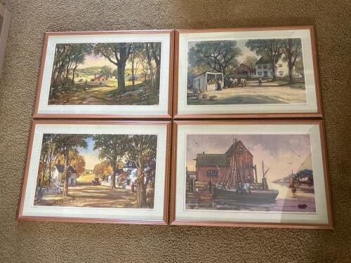 Four Framed Prints After H. C. Wolcott in Rustic Landscape Style