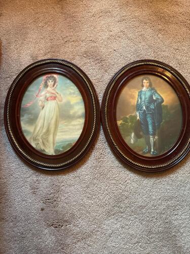 Pair of oval framed prints: Blue Boy and Pinkie