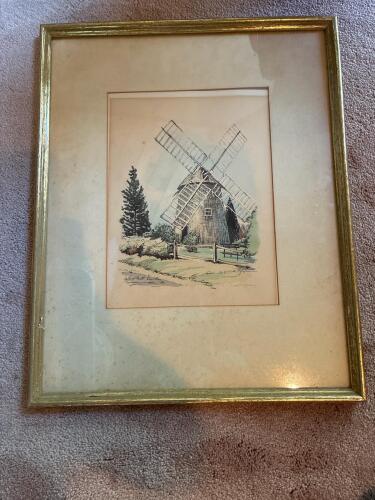 Framed Windmill Watercolor Possible Print
