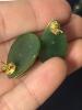 Pair of Jade-Tone Bead Necklace with 14k Gold Clasp and Earrings with Gold Tone Accents - 3
