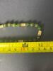Pair of Jade-Tone Bead Necklace with 14k Gold Clasp and Earrings with Gold Tone Accents - 8