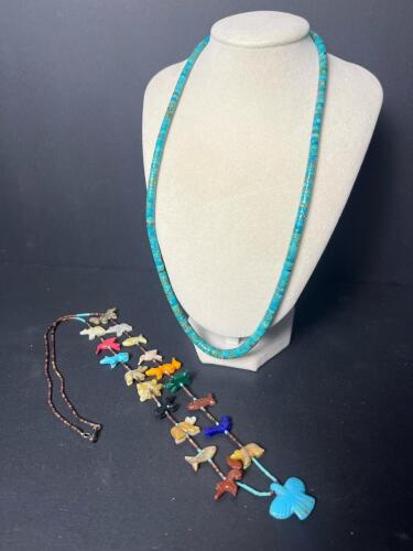 Turquoise Heishi Necklace and Animal Necklace