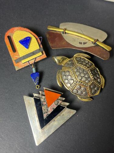 Assorted Modernist Brooches and Turtle Pin/Pendant