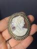 Pair of Antique Cameo Brooches in Victorian-Style Frames - 2