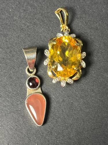 Gemstone Pendants, One Abstract and One Floral-Style