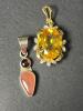 Gemstone Pendants, One Abstract and One Floral-Style
