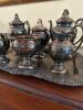 Stunning Reed & Barton Silverplate Tea and Coffee Service Set in Grape Motif on Friedman Silver Co. Butler Tray - 2