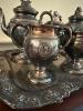 Stunning Reed & Barton Silverplate Tea and Coffee Service Set in Grape Motif on Friedman Silver Co. Butler Tray - 3