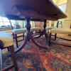 Double-Pedestal Dining Table with Eight Upholstered Chairs and Leaves - 5