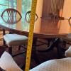Double-Pedestal Dining Table with Eight Upholstered Chairs and Leaves - 28