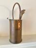 Antique Copper and Brass Fireplace Ash Pail with Handle