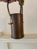 Antique Copper and Brass Fireplace Ash Pail with Handle - 4