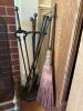 Handcrafted Hearth Broom with Wooden Handle and Cast Iron Fireplace Tools Set