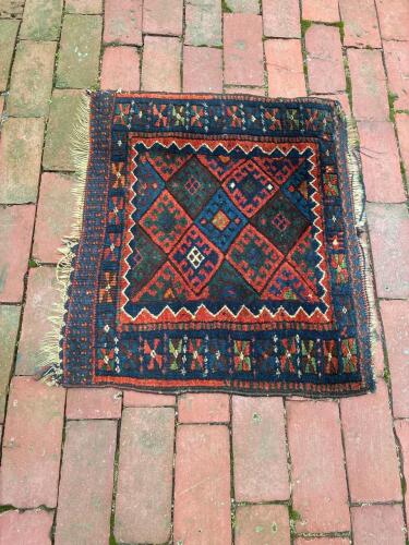 Tribal Geometric Handwoven Wool Rug, Caucasian-Style
