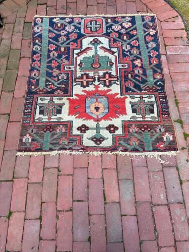 Handwoven Wool Rug With Geometric Motifs