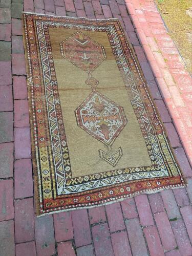Handwoven Rug Anatolian-Style Geometric Pattern