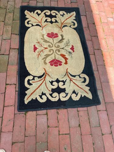 Vintage Floral Hooked Rug