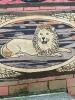 Antique Hooked Rugs: Floral Wreath Design, Lion Oval Motif - 7