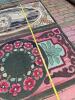 Antique Hooked Rugs: Floral Wreath Design, Lion Oval Motif - 15