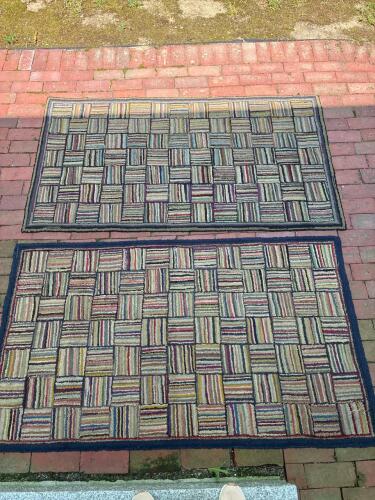 Antique Pair of Hand-Hooked Rugs