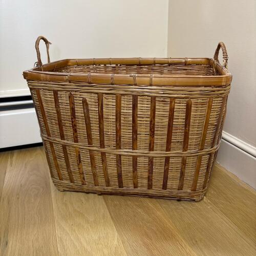 Large Rectangular Woven Basket with Handles
