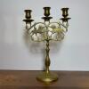 Brass Three-Light Candelabrum with Heraldic Lion Motif