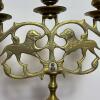 Brass Three-Light Candelabrum with Heraldic Lion Motif - 2