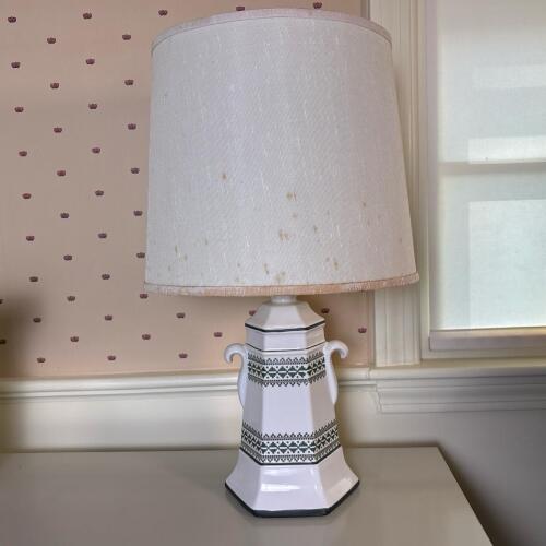 Ceramic Table Lamp with Shade & Geometric Pattern
