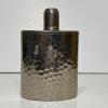German Tin-Lined Hammered Metal Hip Flask with Crest