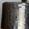 German Tin-Lined Hammered Metal Hip Flask with Crest - 2