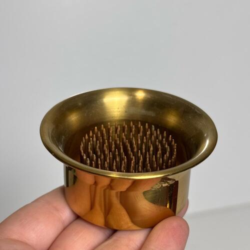Brass-Toned Flower Frog with Removable Insert