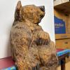 Rustic Hand-Carved Wood Bear Shelf Sitter Sculpture - 2