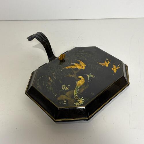 Vintage Toleware Silent Butler with Bird Motif