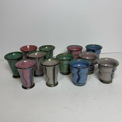 Swedish Studio Pottery Cups with Painted Glaze