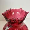 Cranberry Glass Pitcher With Ruffled Rim - 3