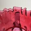 Cranberry Glass Pitcher With Ruffled Rim - 7