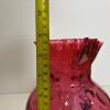 Cranberry Glass Pitcher With Ruffled Rim - 8