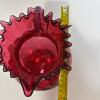 Cranberry Glass Pitcher With Ruffled Rim - 9