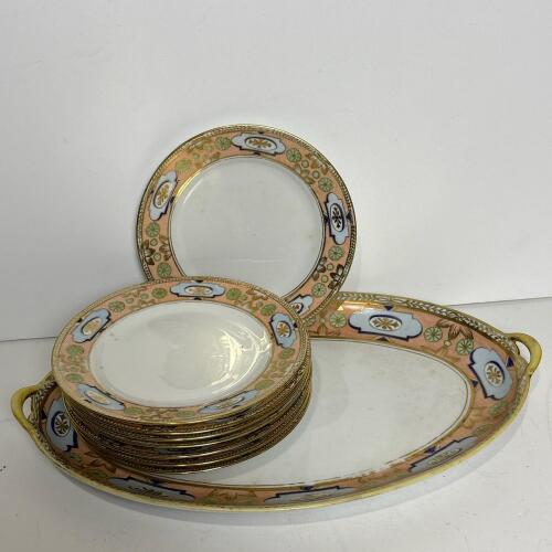 Nippon Hand Painted Plates and Serving Tray