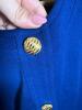 Talbots Petites Blue Wool Long Coat with Gold Buttons - 3