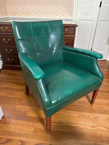 Mid-Century Modern-Style Green Vinyl Armchair