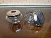 Pair of Sterling Silver-Lidded Cut Glass Vanity Jars