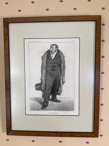 16"x20" Framed La Caricature Lithograph After Daumier Wall Art