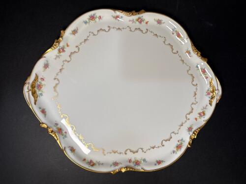 Limoges Porcelain Serving Platter with Gilt Rococo-Style Trim