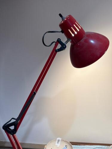 Red Adjustable Desk Lamp in Mid-Century Modern Style