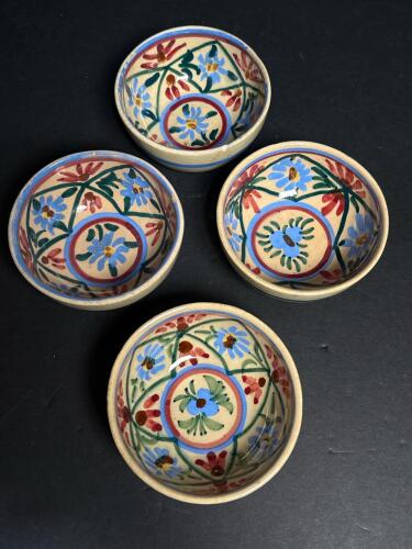 Hand-Painted Pottery Bowls in Spanish Folk Art Style