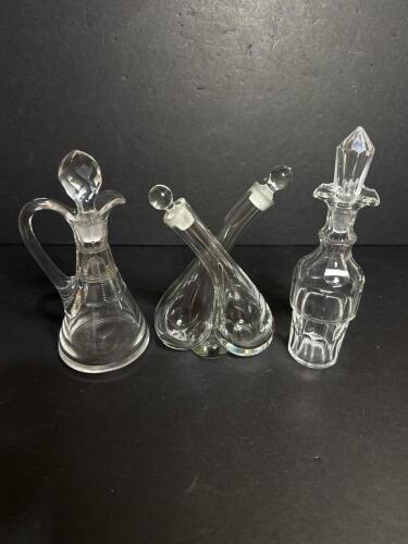 Cut Glass Cruets and Decanter, Vintage-Style