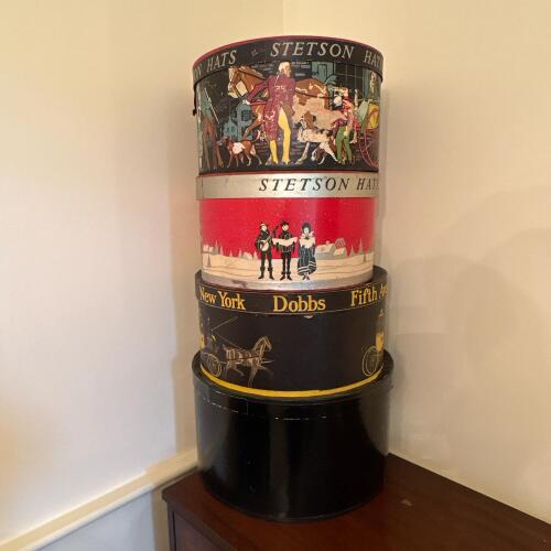 Four Vintage Hat Boxes - Stetson, Dobbs, Saks Fifth Avenue