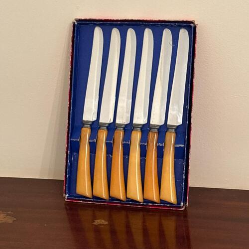 Set of Six Burns Mfg. Co. Bakelite-Style Knives